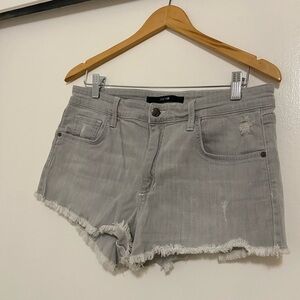 Joe's Jeans Gray Frayed High-Rise Denim Shorts
